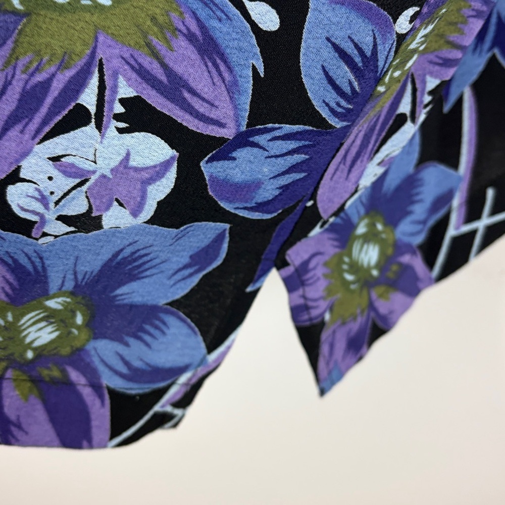 JM Collection Floral Button Front Blouse Black Purple Plus Size 20W Short Sleeve - Picture 10 of 13
